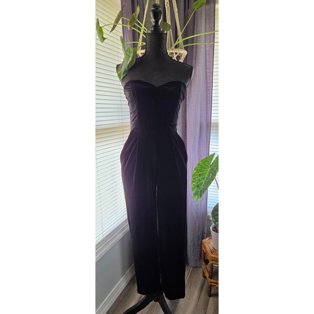 Express Black Velvet Strapless Jumpsuit-Size 4